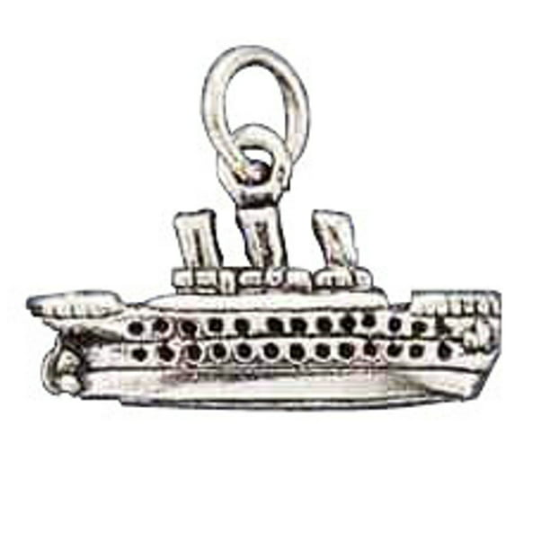 Sterling Silver Three Dimensional Cruise Ship Necklace 